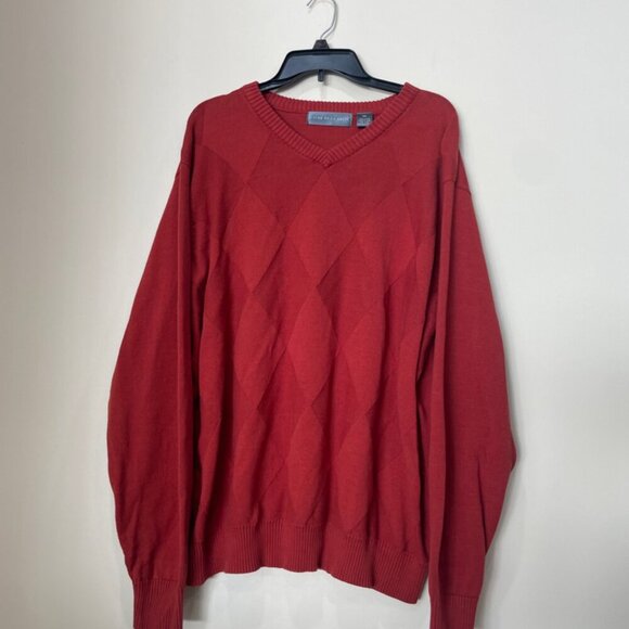 OSCAR DE LA RENTA SWEATER KNITTED 100% COTTON SZ XXL RED JUMPER AESTHETIC CORE - Picture 11 of 14